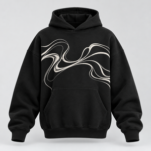 Sweat-shirt à capuche 3D Wave en molleton de coton bordeaux, texturé ton sur ton, à épaules tombantes, design personnalisé, vente en gros, streetwear unisexe - Product Image 3