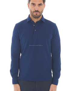 100% algodón informal de manga larga para hombre para Polo cuello abotonado con patrón sólido bordado tela de punto transpirable - Product Image 1