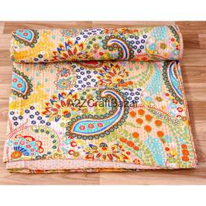 Ensemble de couette en coton imprimé artisanal, luxe sur mesure, traditionnel Kantha, vintage, respirant toutes saisons, pour hôtel, couleur personnalisée - Product Image 3