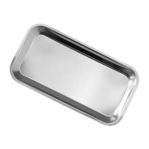 Lot de 3 plateaux médicaux manuels en acier inoxydable, plateaux rectangulaires de laboratoire, petit plateau à instruments, certifié CE, garantie 1 an - Product Image 1