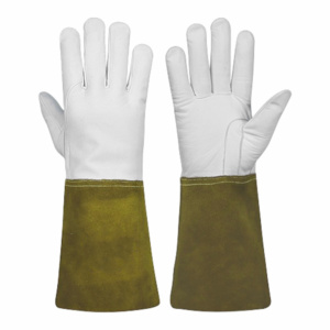 Gants de soudage TIG confortables en cuir de vachette grainé et renfort en cuir croûte, résistants à la chaleur et aux flammes, conformes aux normes CE - Product Image 2