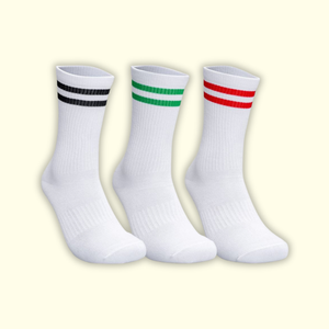 Calcetines Deportivos a Rayas de Alta Calidad, Antiolor, Transpirables, de Algodón Blanco, Resistentes, Coloridos, Atléticos, ODM, Fábrica en Vietnam - Product Image 1