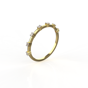 Anillo de Diamantes de Oro Amarillo para Mujer, Corte Brillante Redondo, Clásico, Media Eternidad, Color G, Piedra Natural - Product Image 3