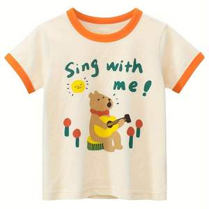 T-shirt de luxe pour garçons, design personnalisé, col rond, en jersey de coton doux, vêtements de sport pour tout-petits, t-shirt d'entraînement - Product Image 5