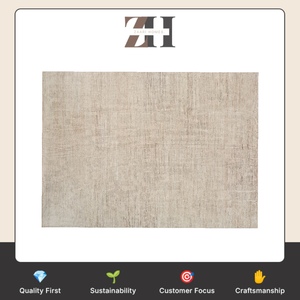 Tapis rectangulaire beige en viscose tissé à la main, tapis décoratif fait main, tapis d'intérieur haut de gamme - Product Image 6