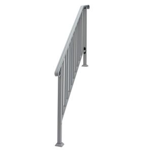 Corrimano in Ferro Argentato per Gradini Esterni, Corrimano Transizionale a 4 Gradini con Kit di Installazione, Dispositivi di Assistenza - Product Image 2