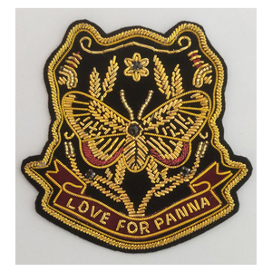 Handmade Embroidered Custom Made Bullion Wire Royal Crown Patches 3D Embroidery Golden &<b>Silver</b> Fashion Badges For Uniform - Product Image 1