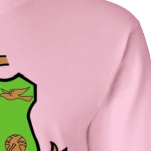 Camiseta de Manga Larga Rosa Claro con Estampado Gráfico de Letras Griegas, Cuello Redondo, Estilo Casual, Ropa Urbana para Uso Diario - Product Image 4