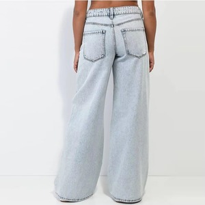 Jeans Totalmente Personalizados con Diseño de Cintura Empalmada, Diseño de Cintura Alta, Pantalones Micro Acampanados - Product Image 2