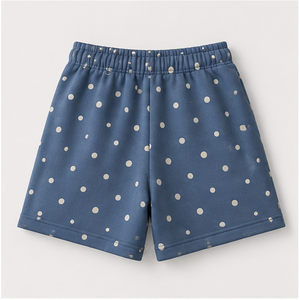 Shorts de détente surdimensionnés pour femmes, en denim bleu foncé à pois, avec cordon de serrage - Product Image 2