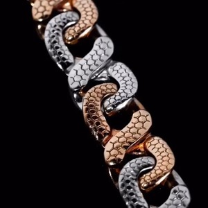 Bracelet cubain en moissanite style hip-hop glacé, bicolore, bijou de luxe pour homme - Product Image 4