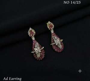Boucles d'oreilles pendantes style indien en pierre AD, bijoux de luxe en forme de goutte d'eau à motif floral, vente en gros, boucles d'oreilles pendantes en diamant américain pour femmes - Product Image 5