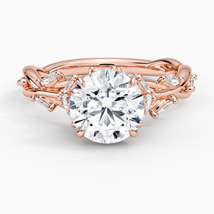 Ornate <b>Botanical</b> Leaf Cluster Diamond Engagement Ring - Product Image 1