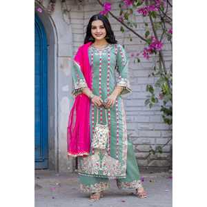 Diseñador hermosa ropa india y pakistaní Plazzo Top y Dupatta-ropa elegante - Product Image 1