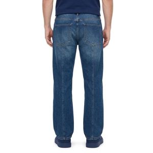 Jean en denim délavé de haute qualité, bleu foncé, durable, en sergé de coton pur, longueur intégrale, confortable, vente en gros pour hommes - Product Image 3