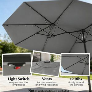 Parasol de jardin solaire gris pour terrasse et cour - Durable et résistant aux intempéries - Product Image 2