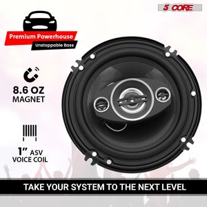 Altoparlanti Coassiali per Auto a 5 Nuclei, 6 Paia, 500W 4 Ohm, Subwoofer Componente a 2 Vie con Super Tweeter - Product Image 4