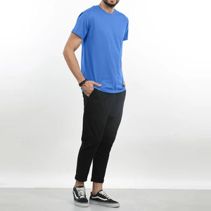 T-shirt décontracté pour homme, coupe ajustée, été, personnalisé, 100 % coton tricoté, faible MOQ, manches contrastées, col contrastant, design à manches courtes - Product Image 5