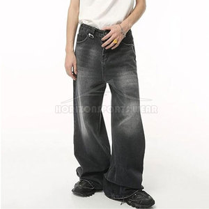 Wholesale Price High Quality Trendy Casual Baggy <b>Jeans</b> for Men Mid Waist Straight Leg Breathable Eco-Friendly 100% Cotton Autumn - Product Image 6