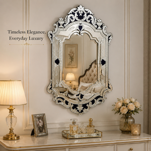 Miroir baroque vénitien de style antique élégant |   Miroir mural décoratif en verre de luxe pour salon, chambre et intérieurs d'hôtel - Product Image 3