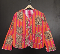 2026 Meistverkaufte Winter-Strickjacke mit Flockdruck, Baumwolle, Gesteppt, Umweltfreundlich, Langarm, Ethno-Boho-Mantel mit Leopardenmuster