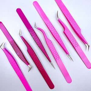 Pince à épiler pour extensions de cils TEEJAY rose en acier inoxydable, pointe de précision - Product Image 1