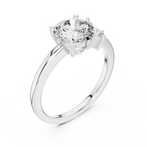 Elegante Anillo de Compromiso Art Deco con Moissanita en Racimo, Corte Redondo Central con Detalles Asimétricos, Acabado Chapado en Oro de 18K para Mujer - Product Image 4