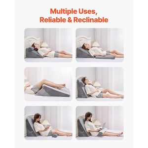 Ensemble de 3 cale-lits orthopédiques réglables avec housse lavable, support en mousse pour le sommeil et post-chirurgie, oreillers de qualité - Product Image 4