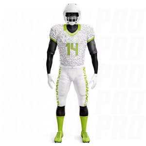 ชุดยูนิฟอร์มอเมริกันฟุตบอลชายคุณภาพสูง โพลีเอสเตอร์ 100% แบบกำหนดเองได้ ขายส่ง MOQ เสื้อเจอร์ซีย์แขนสั้นระบายอากาศพร้อมกางเกงขาสั้นสำหรับทีม - Product Image 5