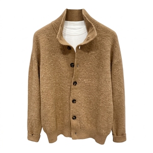 <b>Mens</b> Varsity Style Cardigan <b>Sweater</b> contrast trim and varsity inspired styling Custom Knitwear Wholesale Manufacturer - Product Image 1