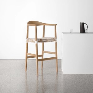 Rope Woven <b>Bar</b> Chair Restaurant <b>Set</b> Furniture Modern Design with Teak Wooden Frame Material for <b>Bar</b> Furniture - Product Image 6