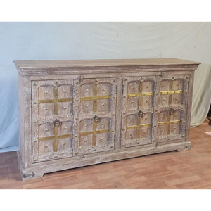 Vintage Wooden <b>Storage</b> Cabinet <b>Sideboard</b> Buffet Cabinet Distressed Wood Accent Cupboard for Living Room Bedroom - Product Image 1