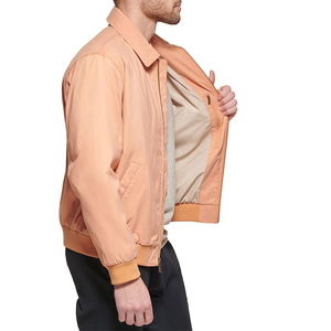 Blouson bomber orange pour homme avec col rabattable, fermeture éclair, style décontracté, coupe-vent, en toile de polyester, pour l'automne - Product Image 4