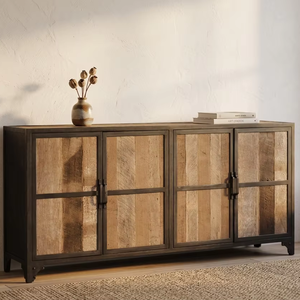 Arina Cómoda Minimalista de Madera de Teca Maciza con 2 Cajones, Estilo Rústico, Multiusos, para Dormitorio o Apartamento, Personalizable - Product Image 2