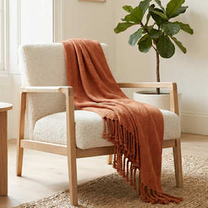 Coastal <b>Woven</b> Cotton Lounge Throw 50x60 Inch Textured Sofa <b>Blanket</b> Aesthetic Fringed Decor Wholesale - Product Image 5