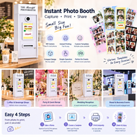 Mini photomaton avec imprimante intégrée, appareil photo à impression instantanée, kiosque en libre-service pour fêtes, mariages et événements