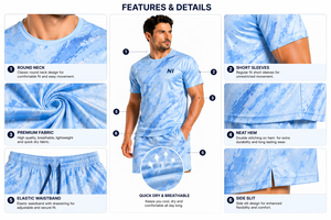 Conjunto de dos piezas de alta calidad para hombre, camiseta y pantalones cortos, ligero, transpirable, conjunto de verano, ropa deportiva informal, para gimnasio, fitness, entrenamiento. - Product Image 6