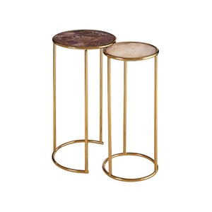 Modern Industrial Metal <b>Nesting</b> <b>Tables</b> With <b>Marble</b> Top Strong Structure Perfect For Contemporary Home Interiors - Product Image 3