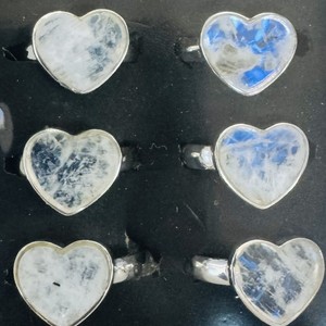 925 Sterling Silver Gold Plated <b>Ring</b> Bezel Setting Rainbow <b>Moonstone</b> Gemstone Heart Shape Classic Wedding Party Children's - Product Image 1