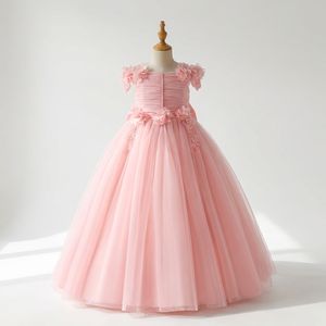 Vestido de Fiesta Rosa con Hombros Descubiertos, Estilo Princesa, para Niña, Boda, Cumpleaños, Elegante, Venta al Por Mayor - Product Image 1