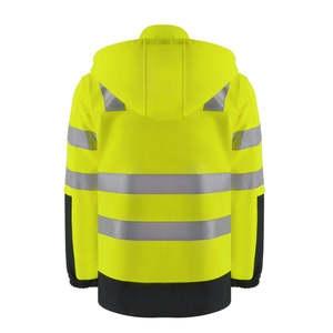 High Visibility Reflective Breathable Windproof Nylon <b>Work</b> Jacket <b>Waterproof</b> Safety Coat Hood for Road Construction Traffic <b>Work</b> - Product Image 4
