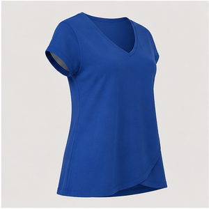 Camiseta de Mujer Azul Rey con Cuello en V y Manga Corta, Corte Holgado, WTS-0118 - Product Image 5