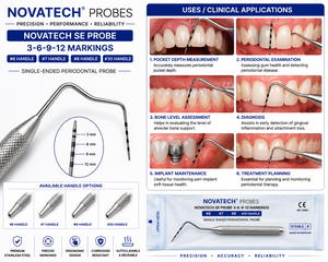 หัววัดโรคปริทันต์แบบปลายเดียว Novatech SE Probe 3-6-9-12 Markings # 6 # 7 # 8 # 30 สแตนเลสสตีลเซโทเมดโปร - Product Image 2