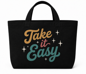 Sac fourre-tout en toile imprimée écologique Take It Easy avec fermeture personnalisée pour les voyages et le shopping, toutes saisons, sac pour femmes - Product Image 1