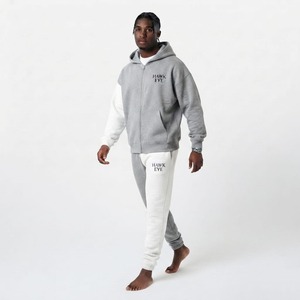 Custom High Quality Winter Two Tone Tracksuit Sweatpants And <b>Full</b> <b>Zip</b> <b>Hoodie</b> Set Men Custom Heavyweight Pullover Two Piece - Product Image 1