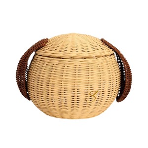 Cesta de Almacenamiento de Mimbre Tejida a Mano con Forma de Cara de Cachorro, Maceta Única con Forma de Animal, Organizador de Escritorio para Dormitorio Infantil - Product Image 5
