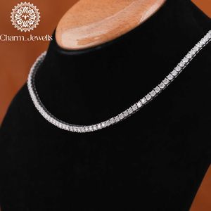 Collier unisexe en moissanite Charm Jewells, coupe brillante, chaîne à maillons géométriques, plaqué or 14 carats, argent 925, certifié IGI, tendance - Product Image 3