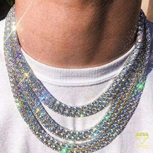 Collier tennis en argent sterling 925 avec diamant de laboratoire rond et serti entrelacé, bijoux de luxe tendance - Product Image 5
