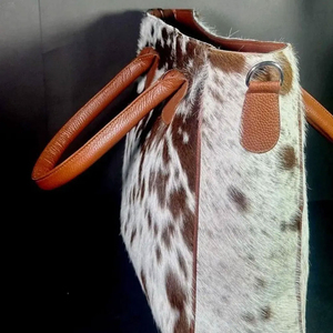 Bolso Tote de Piel de Vaca con Asas de Cuero Marrón, Estampado Animal, Gran Capacidad, Cierre de Cremallera, Casual para Mujer - Product Image 2