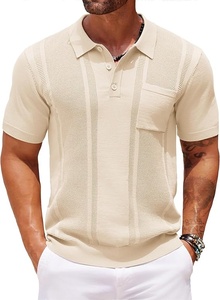 Polo à manches courtes pour homme, couleur unie, en coton tricoté, décontracté, grande taille - Product Image 3